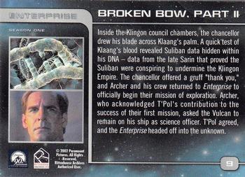 2002 Rittenhouse Star Trek Enterprise Season 1 #9 Inside the Klingon council chambers, the chan Back