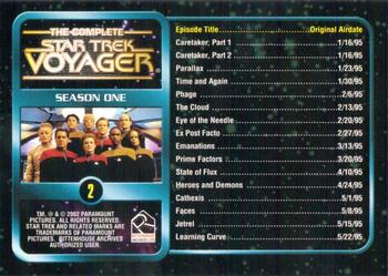 2002 Rittenhouse The Complete Star Trek: Voyager #2 Season One Back