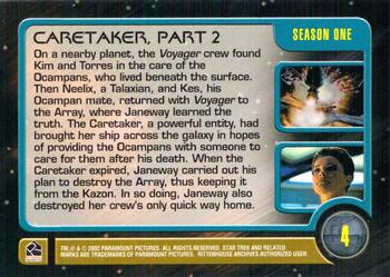 2002 Rittenhouse The Complete Star Trek: Voyager #4 Caretaker, Part 2 Back