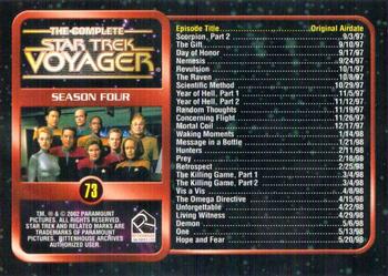 2002 Rittenhouse The Complete Star Trek: Voyager #73 SEASON FOUR Back