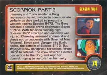 2002 Rittenhouse The Complete Star Trek: Voyager #74 Scorpion, Part 2 Back