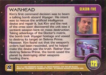 2002 Rittenhouse The Complete Star Trek: Voyager #125 Warhead Back