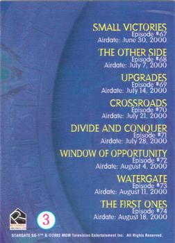 2002 Rittenhouse Stargate SG-1 Season 4 #3 (Episode List #67-#74 Back