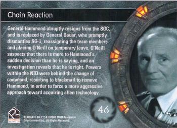 2002 Rittenhouse Stargate SG-1 Season 4 #46 General Hammond abruptly resigns from the SGC, Back