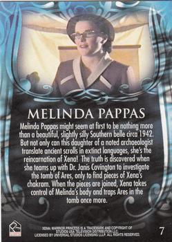 2002 Rittenhouse Xena Beauty & Brawn #7 Melinda Pappas might seem at first to be nothi Back