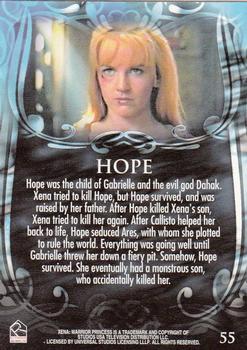2002 Rittenhouse Xena Beauty & Brawn #55 Hope was the child of Gabrielle and the evil Back