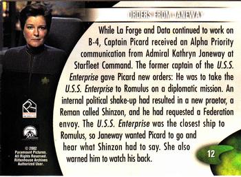 2002 Rittenhouse Star Trek: Nemesis #12 Orders from Janeway Back