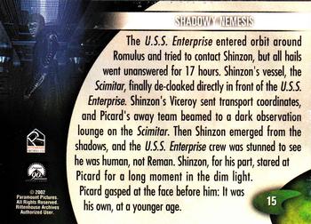 2002 Rittenhouse Star Trek: Nemesis #15 Shadowy Nemesis Back
