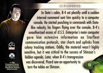 2002 Rittenhouse Star Trek: Nemesis #16 B-4's Betrayal Back