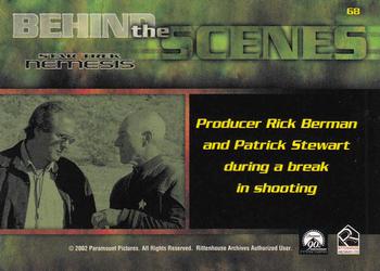 2002 Rittenhouse Star Trek: Nemesis #68 Producer Rick Berman and Patrick Stewart dur Back