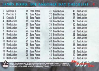 2002 Rittenhouse James Bond Die Another Day #1 Checklist (1-60) Back