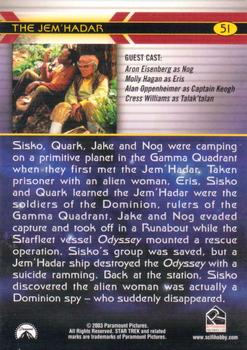 2003 Rittenhouse The Complete Star Trek Deep Space Nine #51 Sisko, Quark, Jake and Nog were camping on a p Back