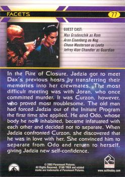 2003 Rittenhouse The Complete Star Trek Deep Space Nine #77 In the Rite of Closure, Jadzia got to meet Dax Back