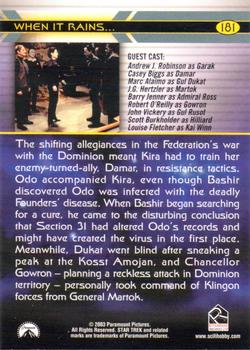2003 Rittenhouse The Complete Star Trek Deep Space Nine #181 The shifting allegiances in the Federation's w Back