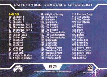 2003 Rittenhouse Star Trek Enterprise Season 2 #82 Checklist 82-134 Back