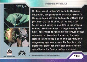 2003 Rittenhouse Star Trek Enterprise Season 2 #92 Lt. Reed, pinned to the Enterprise by the mine Back
