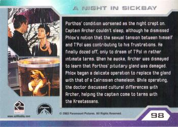 2003 Rittenhouse Star Trek Enterprise Season 2 #98 Porthos' condition worsened as the night crept Back