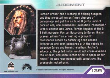 2003 Rittenhouse Star Trek Enterprise Season 2 #139 Captain Archer had a history of helping Klingo Back