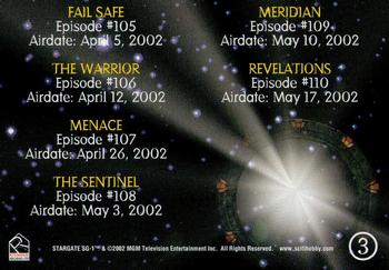 2003 Rittenhouse Stargate SG-1 Season 5 #3 Montage/Episode Guide (right) Back