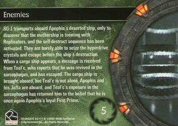 2003 Rittenhouse Stargate SG-1 Season 5 #5 SG-1 transports aboard Apophis's deserted ship, Back