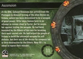 2003 Rittenhouse Stargate SG-1 Season 5 #11 At the SGC, Colonel Simmons has arrived from th Back