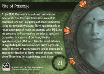 2003 Rittenhouse Stargate SG-1 Season 5 #21 At the SGC, Cassandra's condition continues to Back