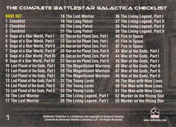 2004 Rittenhouse The Complete Battlestar Galactica #1 Checklist 1-53 Back