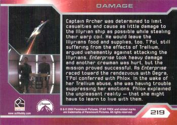 2004 Rittenhouse Star Trek Enterprise Season 3 #219 Captain Archer was determined to limit casualt Back