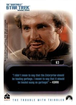 2004 Rittenhouse The Quotable Star Trek Original Series #63 Scotty: The Trouble with Tribbles Back
