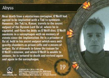 2004 Rittenhouse Stargate SG-1 Season 6 #19 Near death from a mysterious contagion, O'Neil Back