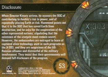 2004 Rittenhouse Stargate SG-1 Season 6 #53 When Senator Kinsey arrives, he accuses the SG Back
