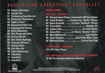 2005 Rittenhouse Battlestar Galactica Premiere Edition #71 Checklist 2 Back