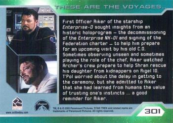 2005 Rittenhouse Star Trek: Enterprise Season 4 #301 First Officer Riker of the starship Enterprise Back