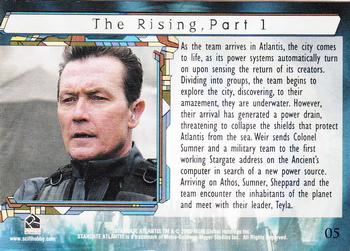 2005 Rittenhouse Stargate Atlantis Season 1 #5 As the team arrives in Atlantis, the city co Back