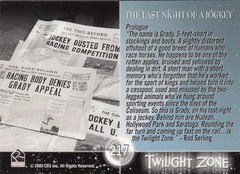 2005 Rittenhouse Twilight Zone Science and Superstition Series 4 #217 The last night of a Jockey Back