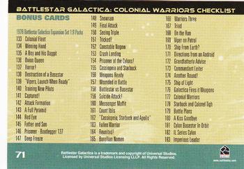 2006 Rittenhouse Battlestar Galactica: Colonial Warriors #71 Checklist Back
