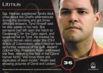 2006 Rittenhouse Battlestar Galactica Season One #36 Sgt. Hadrian questioned Tyrol's deck crew abou Back