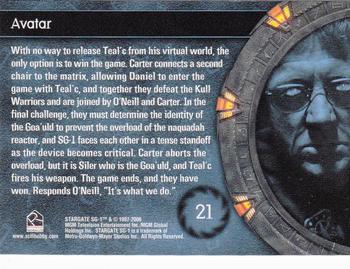 2006 Rittenhouse Stargate SG-1 Season 8 #21 With no way to release Teal'c from his virtu Back
