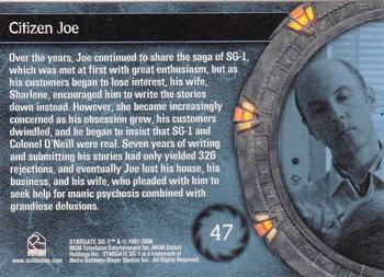2006 Rittenhouse Stargate SG-1 Season 8 #47 Over the years, Joe continued to share the s Back