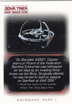 2007 Rittenhouse The Quotable Star Trek Deep Space Nine #1 Emissary, Part I Front
