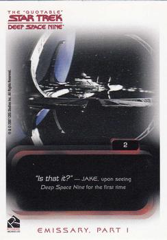 2007 Rittenhouse The Quotable Star Trek Deep Space Nine #2 Emissary, Part I Back