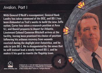 2007 Rittenhouse Stargate SG-1 Season 9 #4 With General O'Neill's reassignment, General H Back