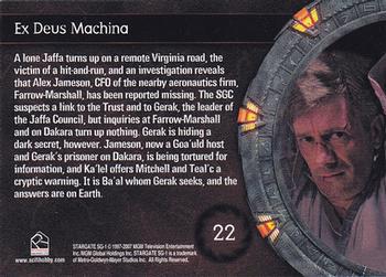 2007 Rittenhouse Stargate SG-1 Season 9 #22 A lone Jaffa turns up on a remote Virginia roa Back