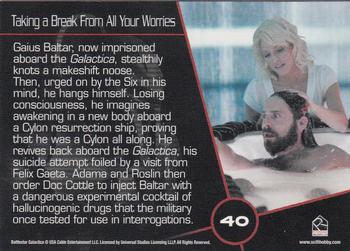 2008 Rittenhouse Battlestar Galactica Season Three #40 Gaius Baltar, now imprisoned aboard the Gala Back