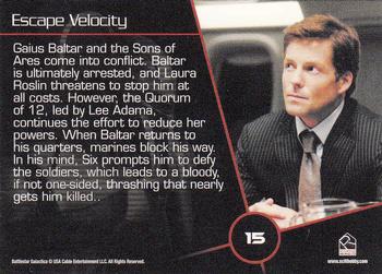 2009 Rittenhouse Battlestar Galactica Season Four #15 Gaius Baltar and the Sons of Ares come into co Back