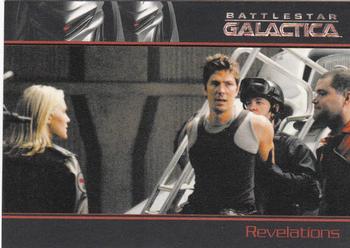 2009 Rittenhouse Battlestar Galactica Season Four #32 A Cylon signal leads Tigh, Tyrol and Anders - Front
