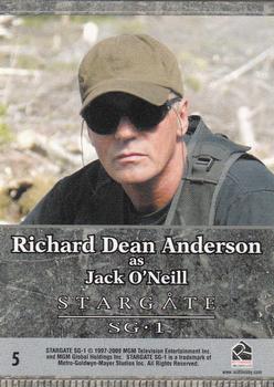 2009 Rittenhouse Stargate Heroes #5 Jack O'Neill Back