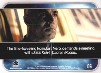 2009 Rittenhouse Star Trek Movie Cards #06 The time-traveling Romulan, Nero, demands a me Back