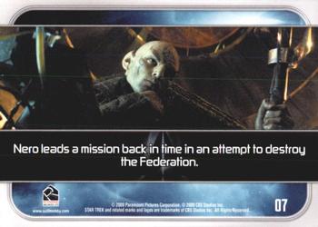 2009 Rittenhouse Star Trek Movie Cards #07 Nero leads a mission back in time in an attemp Back