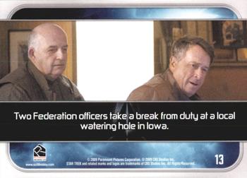 2009 Rittenhouse Star Trek Movie Cards #13 Two Federation officers take a break from duty Back